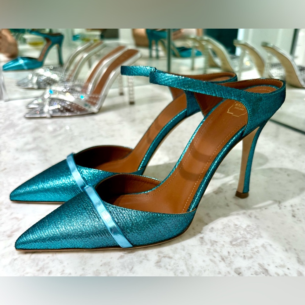 Malone Souliers Metallic Teal Maureen Heels